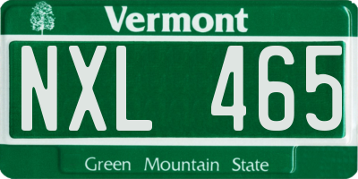 VT license plate NXL465