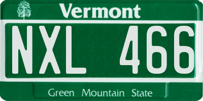 VT license plate NXL466