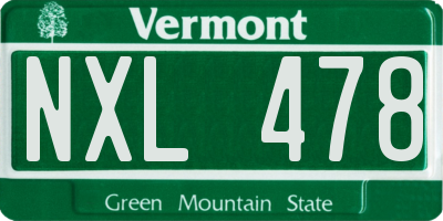 VT license plate NXL478