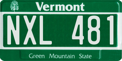 VT license plate NXL481