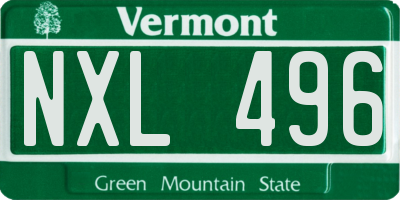 VT license plate NXL496
