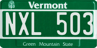 VT license plate NXL503