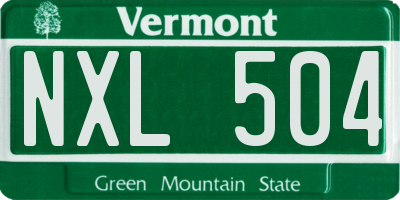 VT license plate NXL504