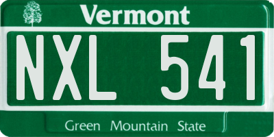 VT license plate NXL541