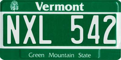 VT license plate NXL542