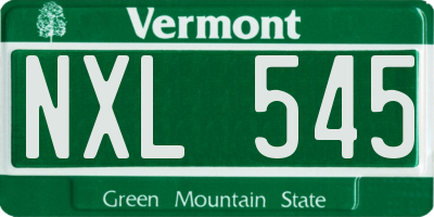 VT license plate NXL545