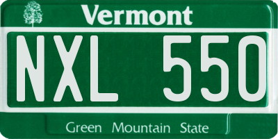 VT license plate NXL550
