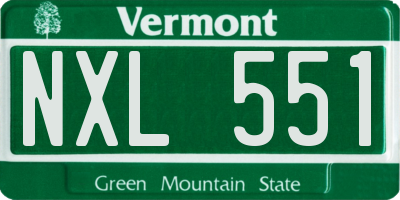 VT license plate NXL551