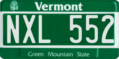 VT license plate NXL552