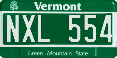 VT license plate NXL554