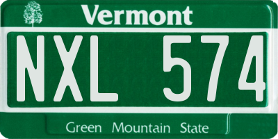 VT license plate NXL574