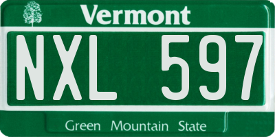 VT license plate NXL597