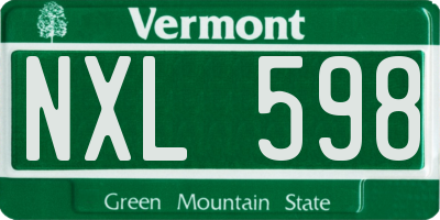 VT license plate NXL598