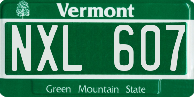 VT license plate NXL607