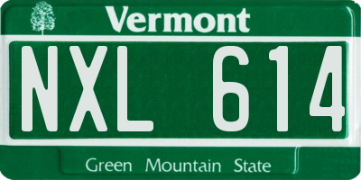 VT license plate NXL614