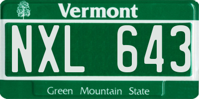 VT license plate NXL643