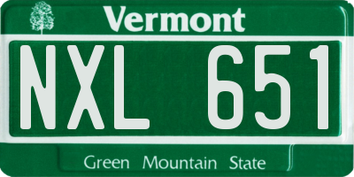 VT license plate NXL651