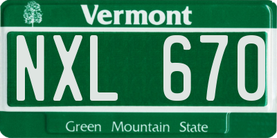 VT license plate NXL670