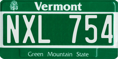 VT license plate NXL754