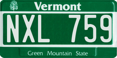 VT license plate NXL759