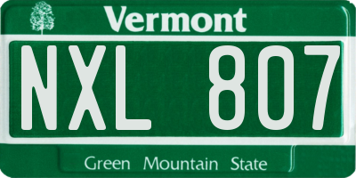 VT license plate NXL807