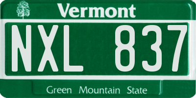VT license plate NXL837