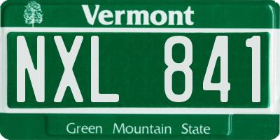 VT license plate NXL841