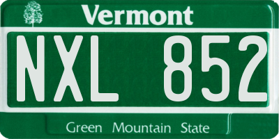 VT license plate NXL852