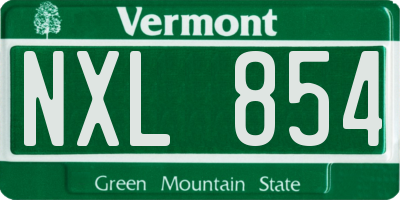VT license plate NXL854