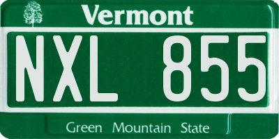VT license plate NXL855