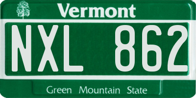 VT license plate NXL862