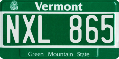 VT license plate NXL865