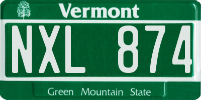 VT license plate NXL874