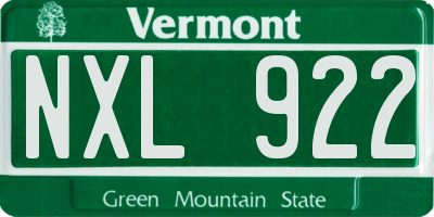 VT license plate NXL922