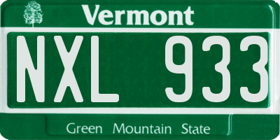 VT license plate NXL933