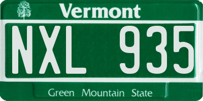 VT license plate NXL935