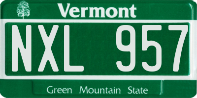 VT license plate NXL957