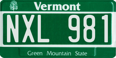 VT license plate NXL981