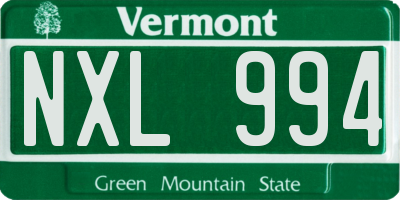 VT license plate NXL994