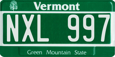 VT license plate NXL997