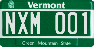 VT license plate NXM001
