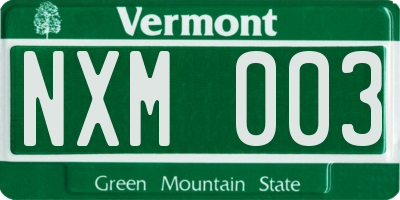 VT license plate NXM003