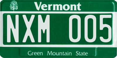 VT license plate NXM005