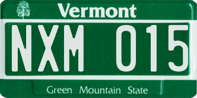 VT license plate NXM015