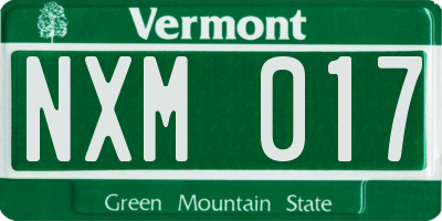 VT license plate NXM017