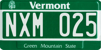 VT license plate NXM025