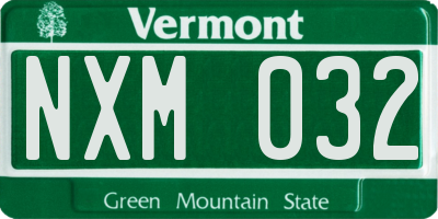 VT license plate NXM032