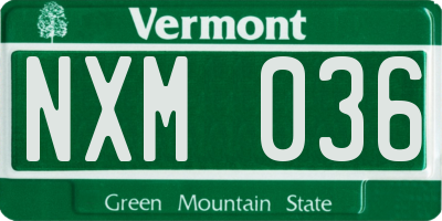 VT license plate NXM036