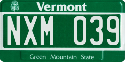 VT license plate NXM039