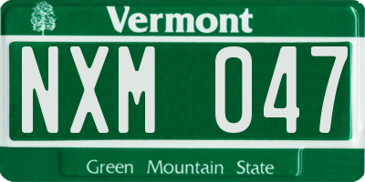 VT license plate NXM047